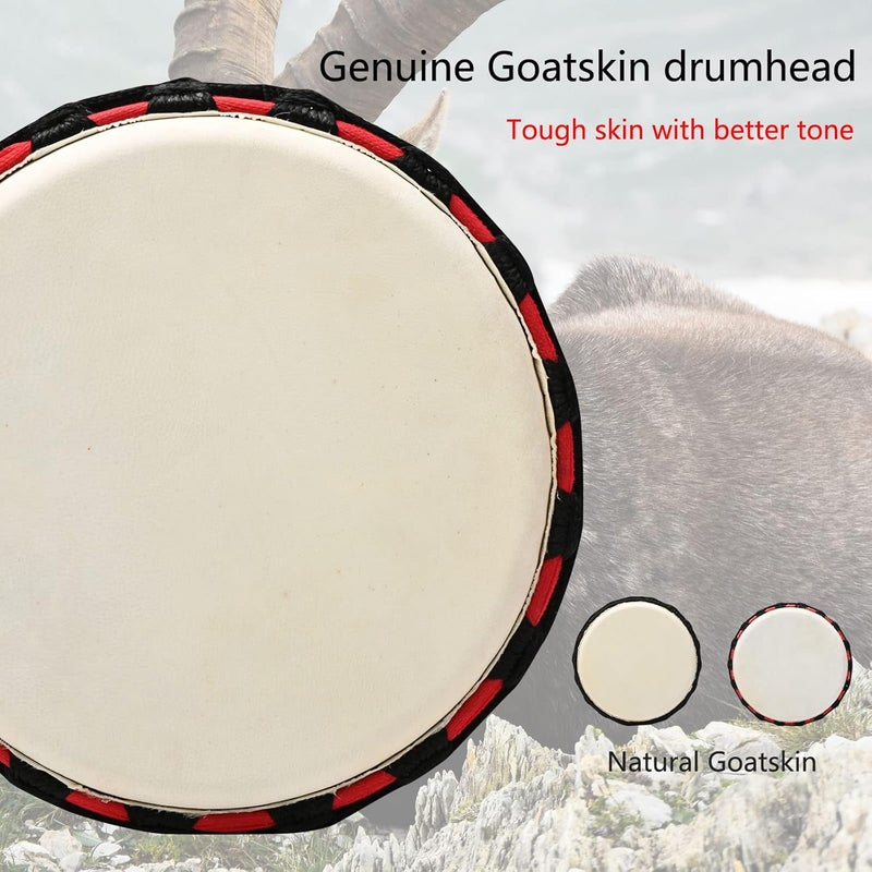 AIMEIS Djembe Drum 10'' x 20'' Goatskin African Drum Carved of Mahogany Hand Drums for Adults Beginner (Red) - Image 4